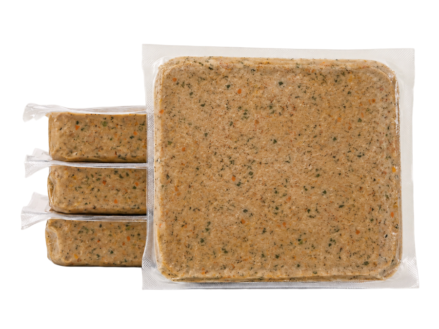 Representative trays of gently cooked dog food