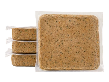 Representative trays of gently cooked dog food